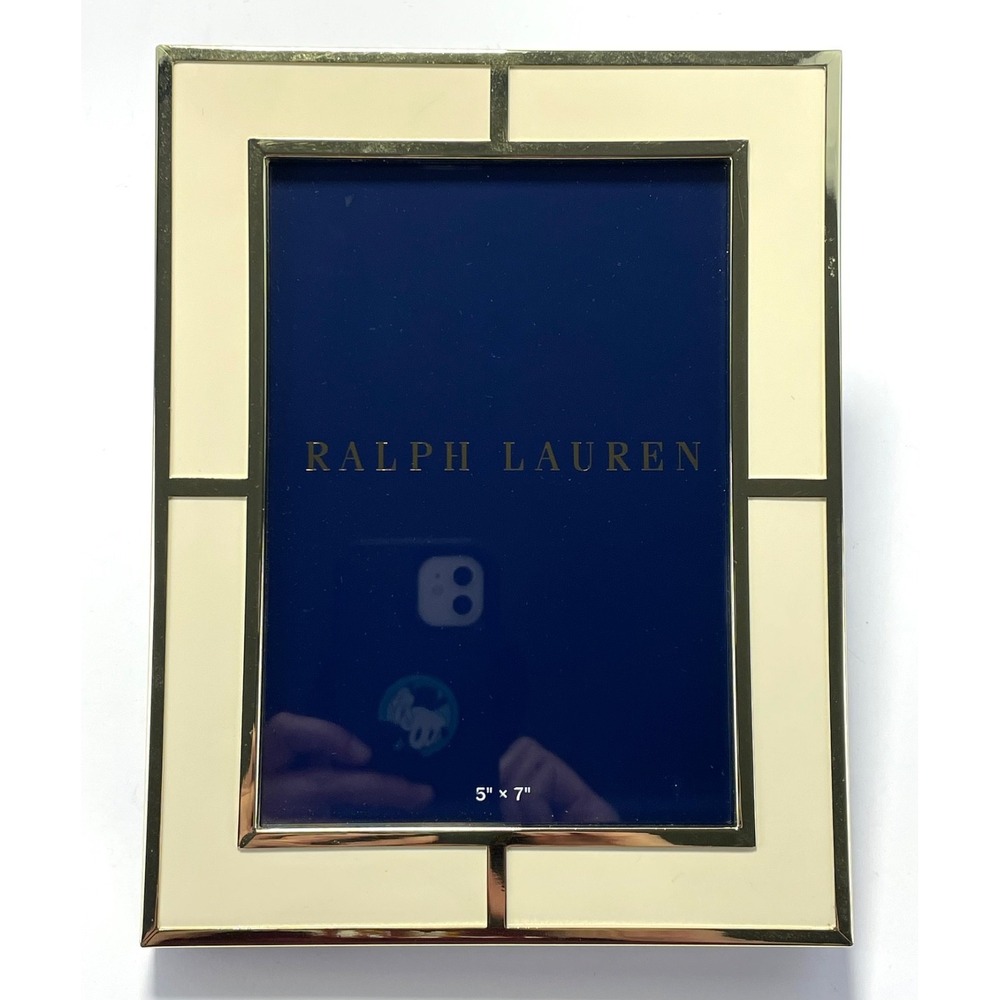 Ralph Lauren White Classon 5x7 Photo Frame Enamel/Brass - Open Box